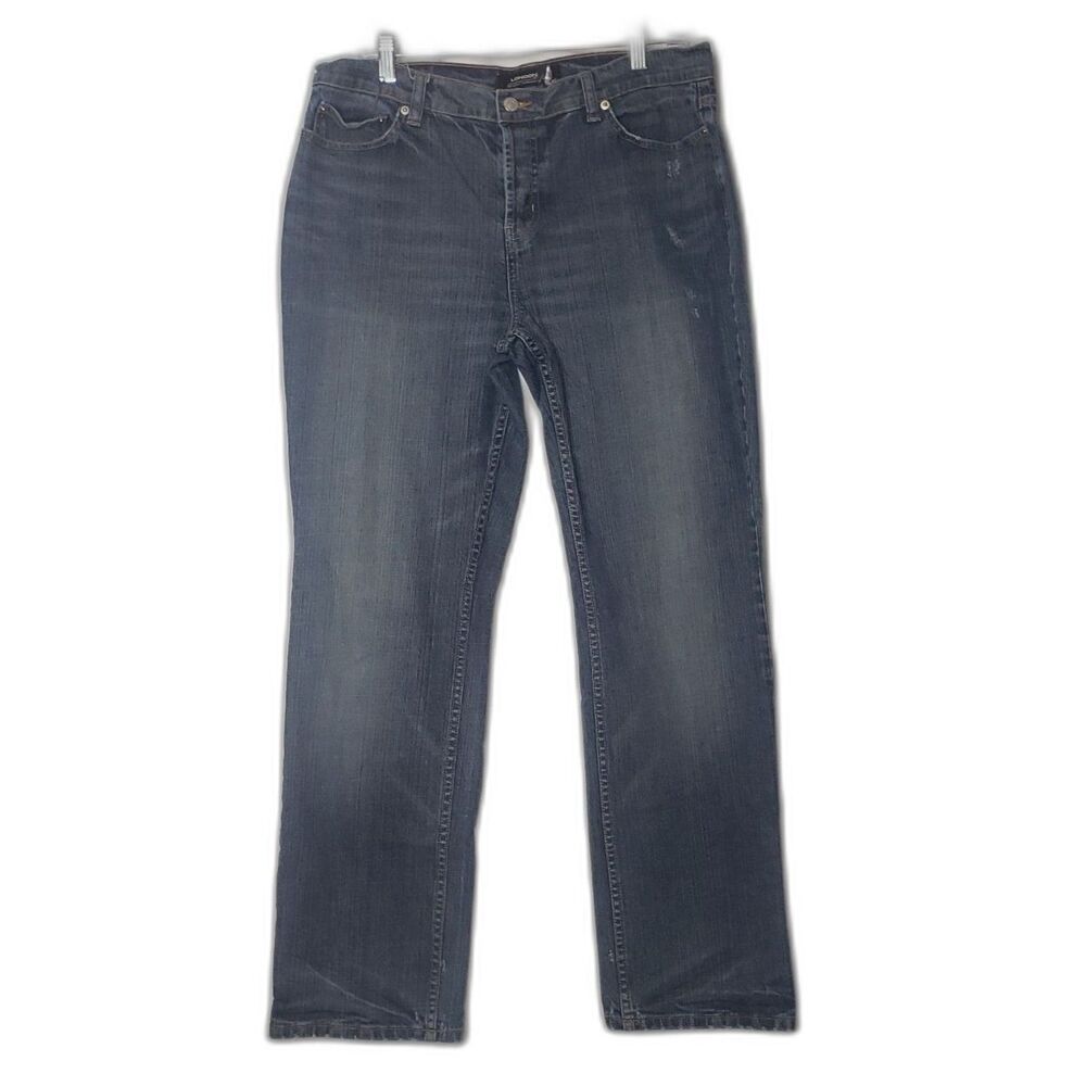 LONDON JEAN Distressed Straight Leg Button Fly Denim Jeans Womens Size 14